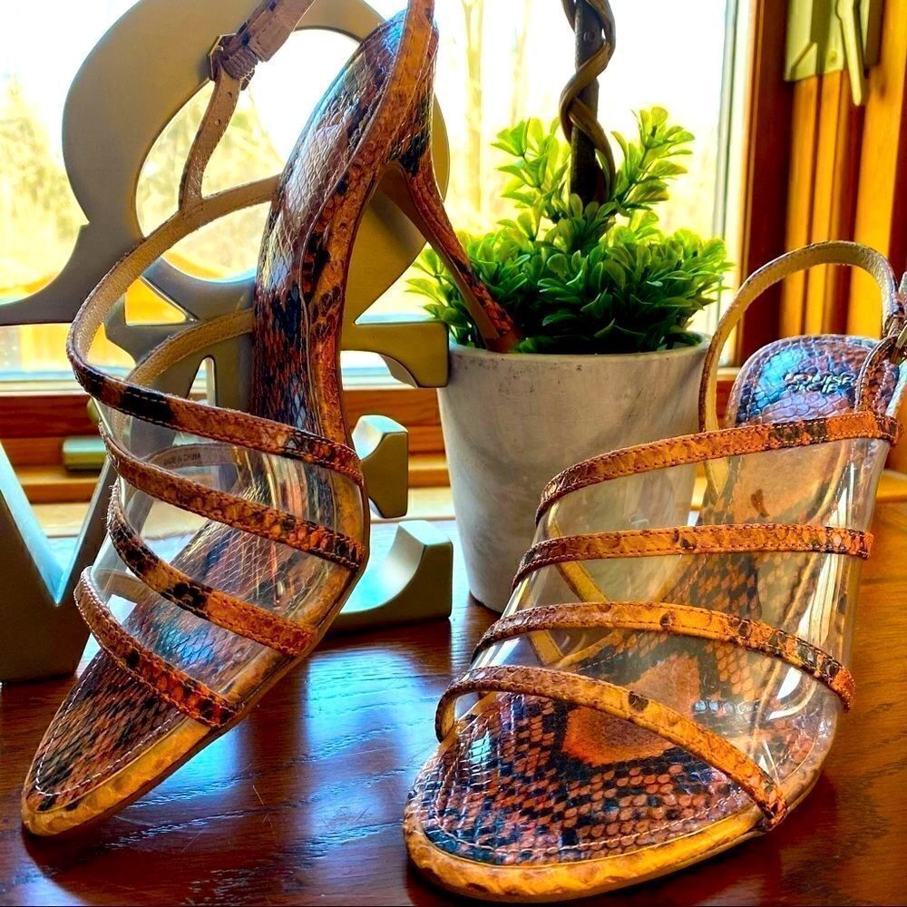 NEW LOUISE ET CIE SNAKE SKIN NABILA STRAPPY SLING BACKS 8M - Picture 5 of 16